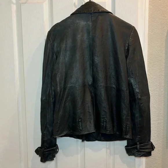 Walter Baker Black Leather Jacket 100% Genuine Leather Womens Size M Flaws - Picture 4 of 11